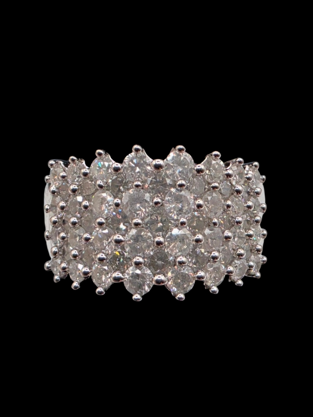 2 CTS Natural Diamond Statement Ring Solid 925 Sterling Silver Size 7